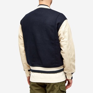 Veste d'hiver réversible à la mode pour hommes, col montant, cuir tissé surdimensionné, design, college, veste de baseball pour hommes - Product Image 6