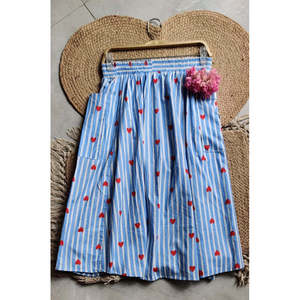 Falda Midi Vintage con Rayas de Latidos para Mujer de Oficina, Talla XS, Hasta la Rodilla, Algodón-Chifón-Viscosa, Cintura Imperio, Botones de Encaje - Product Image 3