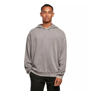 2024 Venta al por mayor Unisex lavado en blanco Sudadera con capucha personalizada para hombres sin cuerda Vintage ácido lavado Sudadera con capucha - Product Image 4