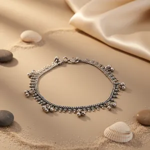 Bohemian Tassel Anklet Women's Antique <b>Silver</b> Alloy Jewelry Fashion Bracelet for Beach Style - Product Image 1