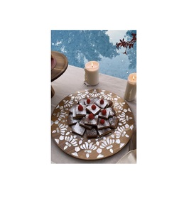 Plato de Madera Moderno Árabe con Incrustaciones de Nácar para Servir Chocolate, Decoración de Mesa para Ocasiones Festivas de Ramadán - Product Image 5