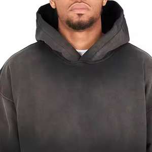 Sweat à capuche vintage en molleton polyester/coton 340g pour homme, fabriqué au Pakistan, personnalisable, qualité supérieure, effet délavé à l'acide - Product Image 4