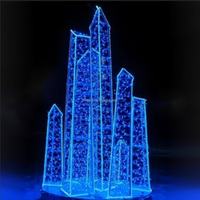 3D Beleuchteter Metallrahmen Weihnachtsbaum-Lichtskulptur mit Rotem Band und Schneeflocken-Mustern für Kommerzielle Winterfest-Dekorationen