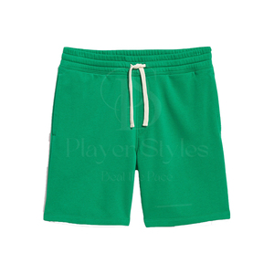 กางเกงขาสั้นวินเทจผ้าฝ้ายเฟรนช์เทอร์รี่สำหรับผู้ชาย เนื้อผ้าหนานุ่ม สีอ่อน เอวกลาง มีเชือกผูก ปิดด้วยเชือกผูก ทรงลำลอง สีพื้น ยับยาก - Product Image 3