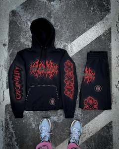 เสื้อสเวตเตอร์ผู้ชายแบบมีฮู้ดของผู้ชายเสื้อสเวตเตอร์ล้างกรดพิมพ์ลายกราฟิกดิจิตอล DTG - Product Image 4