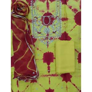 Ensemble de costume féminin non cousu en soie Dola festif et élégant avec travail manuel - Product Image 1