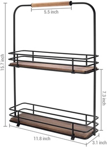 Porte-épices en bois et en fer forgé à deux niveaux décoratifs antiques support de café de Acme Export India - Product Image 3