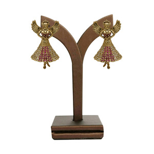 Boucles d'oreilles pendantes élégantes antiques AD bijoux en laiton de luxe personnalisés Sri Jaya Mehndi plaqué pour les mariages - Product Image 1