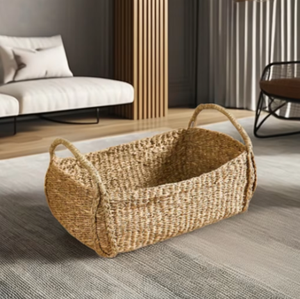 Cesta de Almacenamiento de Pasto Marino Natural con Asas, Forma Rectangular, Cesta Ecológica y Organizador de Decoración para el Hogar de Vietnam - Product Image 4