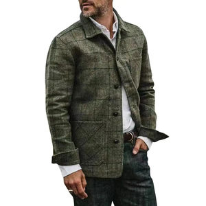Abrigos para hombre a cuadros Chaqueta con botones de franela Vintage moda Casual camisa de gran tamaño abrigo cálido para hombre chaqueta Casual OEM chaquetas para hombre - Product Image 2