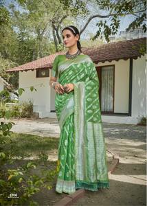 Meilleur tissu vêtements ethniques bonne qualité nouveau 2023 Designer doux Banarasi Saree avec chemisier avec imprimé travail à bas prix - Product Image 6