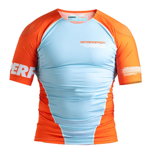 Professional Polyester/Nylon Breathable Anti-UV UPF50+ Rash Guard for Men with Short Sleeves and Custom Logo Options - Product Image 4
