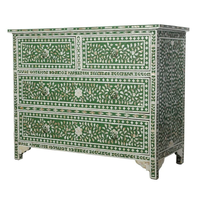 Coffre à tiroirs en incrustation d'os Coffre à 7 tiroirs Floral Multi Color Bone Inlay Table Top With Best Quality Bone/Nacre Inlay