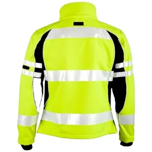 Lớp 3 Hi VIS unisex vỏ mềm áo khoác với băng phản quang an toàn Áo phản quang sọc bảo hộ lao động cho Mens