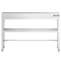 Table de centre commerciale en acier inoxydable PREMIUM - 1200x700mm - avec étagère inférieure - avec renforts croisés