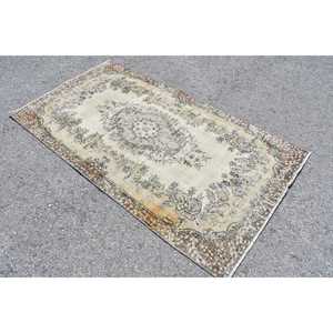 Vintage Turkish Rug, Area 3.8x6.7 ft (115x205 cm) Rug, <b>Brown</b> Persian <b>Wool</b> Rug - Product Image 2