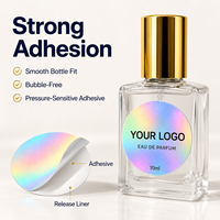 Label Parfum Holografik Kustom Stiker Tahan Air Logo Kustom untuk Botol Parfum Kaca Persegi