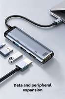 Hub USB-C, adaptateur multiport, 4K 60Hz, USB 3.1, station d'accueil de charge avec boîtier en alliage d'aluminium, 5 ports VGA 100W pour ordinateur portable
