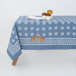 Mantel de mesa con diseño floral Dabu de la India, hecho a mano con estampado en bloque, mantel de algodón suave para mesa de comedor. - Product Image 3