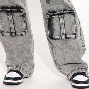 Luxurious <b>Denim</b> <b>Trousers</b> with a Relaxed Fit for Women Baggy Cargo Pants Featuring 8 Convenient Pockets Streetwear Fashion pant - Product Image 3