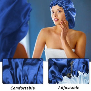 Gorros de satén ajustables, gorro de dormir de Color personalizado, gorro de dormir de alta calidad para mujer, banda elástica, servicio OEM - Product Image 4