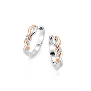Pendientes de Aro Bicolor con Cinta Trenzada Jeulia Amore - Product Image 1