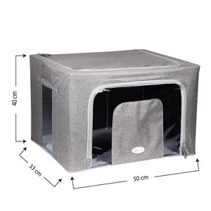 Grande capacità 2 grige tessuto organizzatore scatole 50x40x33 Cm-66 litri con finestra in metallo per la conservazione dei vestiti - Product Image 2