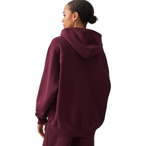 Survêtement en molleton à capuche pour femme, coupe classique, taille élastique, design 2-en-1, 100 % coton, respirant, écologique - Product Image 3