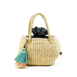 กระเป๋าถือผักตบชวาออกแบบใหม่สำหรับวันหยุดของผู้หญิงไปที่ชายหาด OEM ยอมรับได้โลโก้ตามสั่งในโรงงานเวียดนาม - Product Image 3