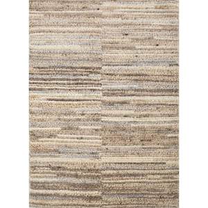 Alfombra de Lana Afgana Tejida a Mano, Color Marfil, Estilo Boho Re-1335, Diseño Abstracto a Rayas, Rectangular, para Sala de Estar, Pasillo o Entrada - Product Image 1