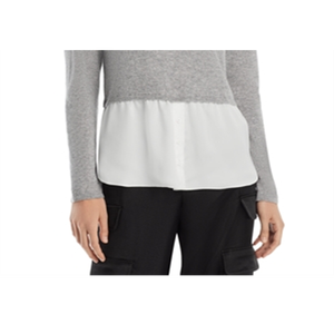 Maglione in Cashmere Vintage Aqua per Donna, Stampa a Righe, Traspirante e Confortevole, Orlo a Camicia Stratificato per l'Inverno - Product Image 3