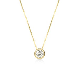 Refined Round Cut Diamond Bezel Necklace 1.00 Ct D-F VVS1-VS2 Lab Grown Diamond In 18K Yellow <b>Gold</b> Romantic Gift For Her - Product Image 1