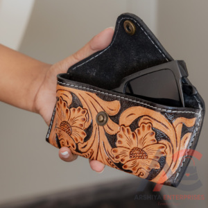 Étui à lunettes en cuir véritable fabriqué à la main avec ceinture en cuir porte-lunettes unisexe étui à lunettes de lecture - Product Image 6