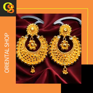 Parure de boucles d'oreilles à prix réduits, style Jhumka, plaqué or 22 carats, design traditionnel, bijoux pour femmes, proposés par les exportateurs - Product Image 3