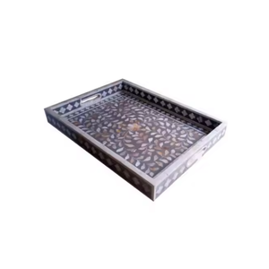 Plateau moderne en bois Plateau pour petit-déjeuner à usage multiple Plateau de service rond en bois d'acacia Grandes poignées pour le service - Product Image 6