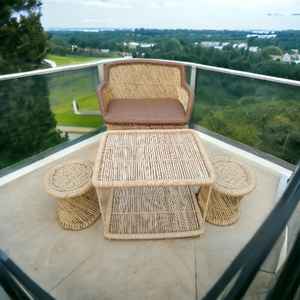 Conjunto de sofá de caña de bambú para jardín, sala de estar, balcón, respetuoso con el medio ambiente, moderno, hecho a mano - Product Image 6