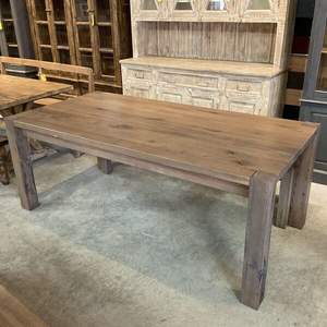 Table à manger rustique de style industriel Mobilier de campagne français Design moderne Bois naturel recyclé Cuisine en pin du Vietnam Hôtel - Product Image 6