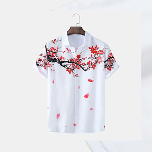 100% coton élégant imprimé chemise hommes robe col de chemise conception personnalisée papillon motif chemises habillées pour hommes
