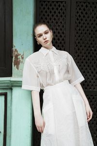 Eco-friendly A-line Flared Women's Skirt With Embossed Leaf Pattern AYLIN MAXI SKIRT In Stock <b>2</b> <b>Piece</b> <b>Set</b> Women Made in Vietnam - Product Image 4