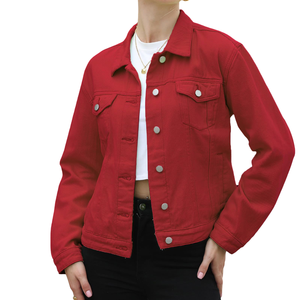 Veste en jean de haute qualité pour femmes, logo personnalisé, respirante, couleur rouge, look décontracté, vêtements d'extérieur pour l'hiver, veste en jean pour femmes - Product Image 3