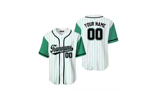 Uniforme de Béisbol Personalizado para Adultos, Transpirable, con Transferencia de Calor, Unisex, de Poliéster y Elastano, Jersey con Rayas Blancas, Negras y Verde Claro - Product Image 5