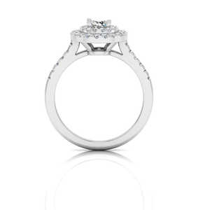 Bague de fiançailles en moissanite ronde brillante petite taille avec double halo, alliance élégante et luxueuse pour elle - Product Image 3