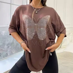 Camiseta de Verano para Mujer, Manga Corta, 100% Algodón, Secado Rápido, Transpirable, Estilo Glamuroso y Brillante - Product Image 6