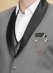 Costume formel pour homme de qualité d'exportation, gris foncé uni, 3 pièces, pour funérailles, remise de diplômes et occasions graves, disponible à prix d'exportation - Product Image 2