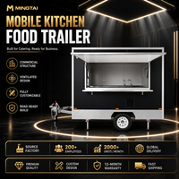 Gerobak Makanan Mobile DOT 13ft Warna Kuning, Kios/Kereta Dapur Hot Dog dengan Grill dan Penggorengan, Trailer Makanan Es Krim