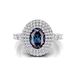 18K Pure Gold Women's Birthstone Engagement <b>Rings</b> With Oval Cut Lab Grown <b>Alexandrite</b> Gemstone & Real Paved Diamonds Bulk <b>Sale</b> - Product Image 5