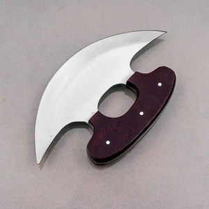 Cuchillo Ulu de Acero de Damasco Hecho a Mano, Mango de Madera para Mano Derecha, Apto para Lavavajillas, para Uso en la Cocina y Preparación de Alimentos - Product Image 3