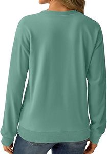 เสื้อสเวตเตอร์แขนยาวคอกลมสำหรับผู้หญิงเสื้อสเวตเชิ้ตสีบล็อกแบบหลวมลำลอง - Product Image 6