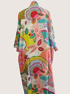Bata Larga Estampada Floral para Mujer, Manga Larga, Cuello en V, 100% Poliéster, Suave, Informal, para Primavera, con Cierre de Cordón - Product Image 6