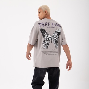 Camiseta Casual de Gran Tamaño para Hombre, 100% Algodón, Tejido de Punto, Hombros Caídos, Estampado de Serigrafía, Ropa Urbana de Primera Calidad, Venta al por Mayor - Product Image 2